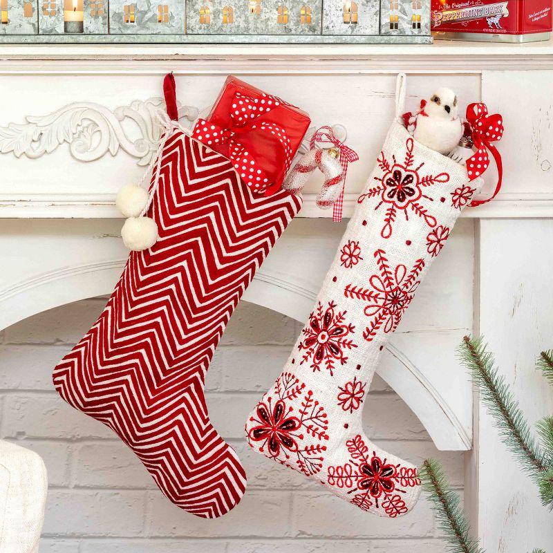 Park Hill Collection Chevron Embroidered Velvet Stocking