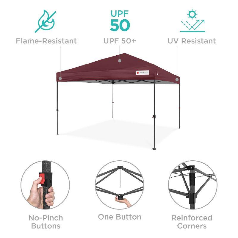 Best Choice Products Best Choice Products Easy Setup Pop Up Canopy W/ 1-Button Setup, Wheeled Case, 4 Weight Bags