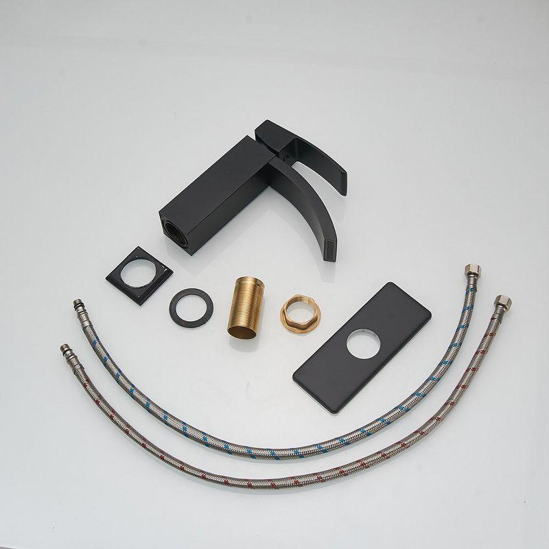 BWE Waterfall Single Hole Single-Handle Low-Arc Bathroom Sink Faucet With Pop-up Drain Assembly