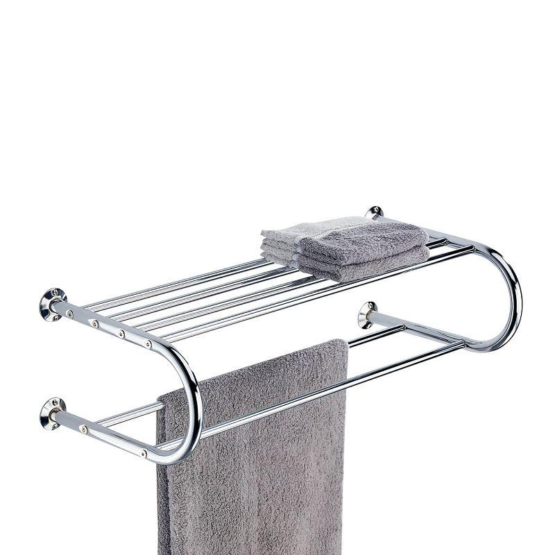 Chrome Wall Mounted Towel Rack with Shelf