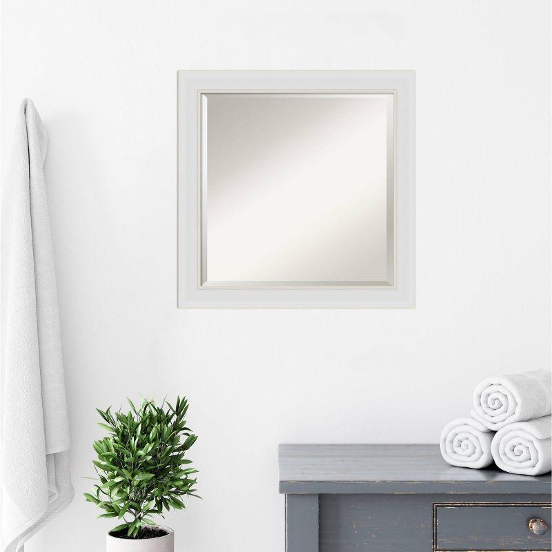 24" x 24" Flair Framed Bathroom Vanity Wall Mirror Soft White - Amanti Art: Satin Finish, Square Shape, No Assembly