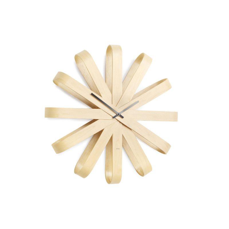 Natural Beech Wood Ribbon Wall Clock, 20" Diameter