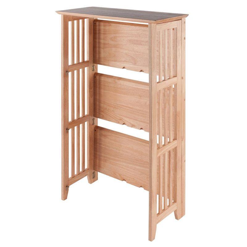 42" 4 Tier Foldable Bookshelf Natural - Winsome: Beech Wood, Slatted-Side, Home Office Storage