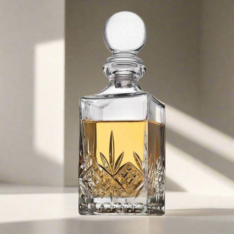 Godinger Silver 7pc Dublin Crystal Spirits Decanter and Shot Glass Set: Hand Wash, Dishwasher-Safe, Service for 6