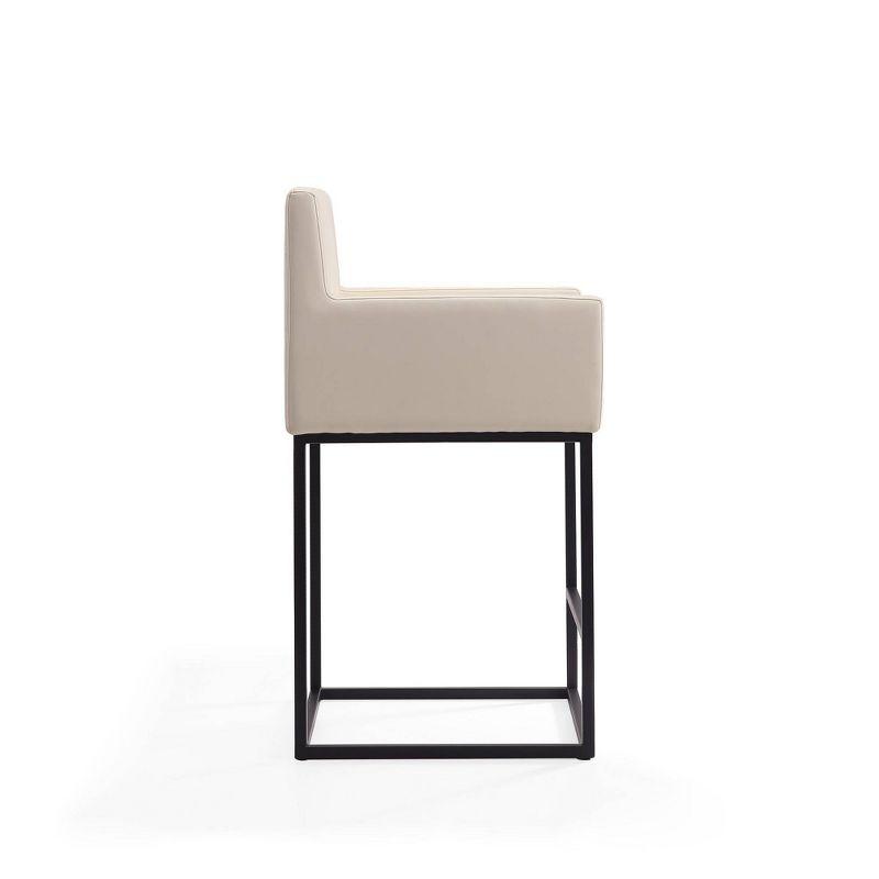 Manhattan Comfort Ambassador Metal Counter Height Barstool Cream: Upholstered, No Assembly, Faux Leather