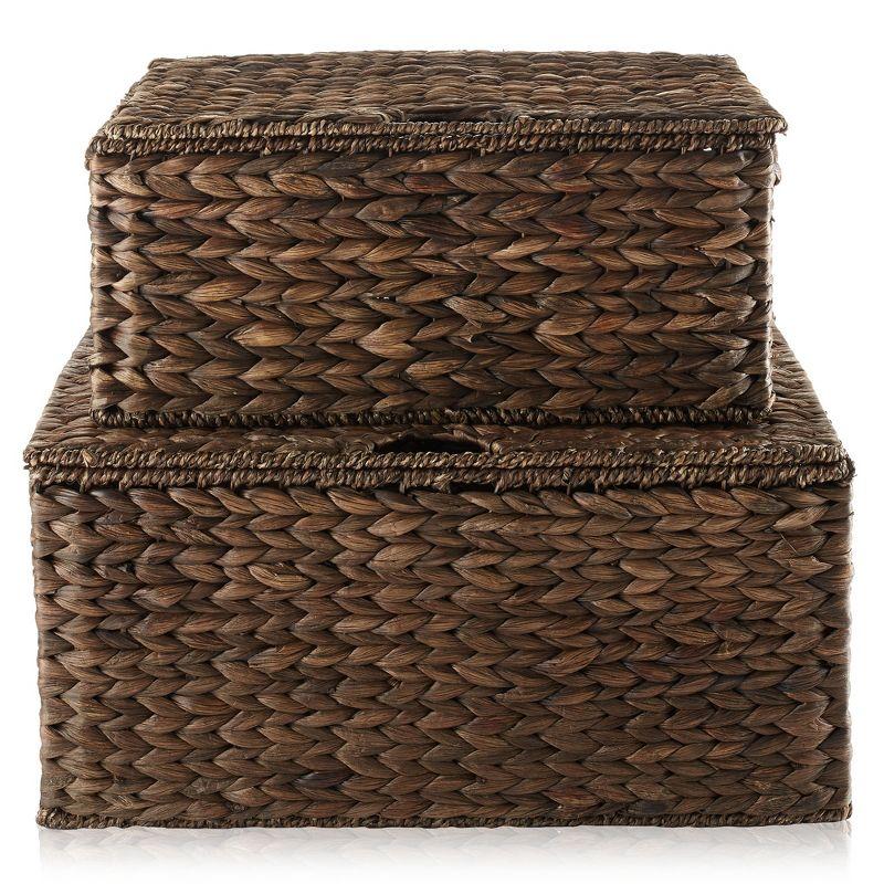 Casafield Casafield Water Hyacinth Rectangular Storage Baskets with Lids (Medium and Large)