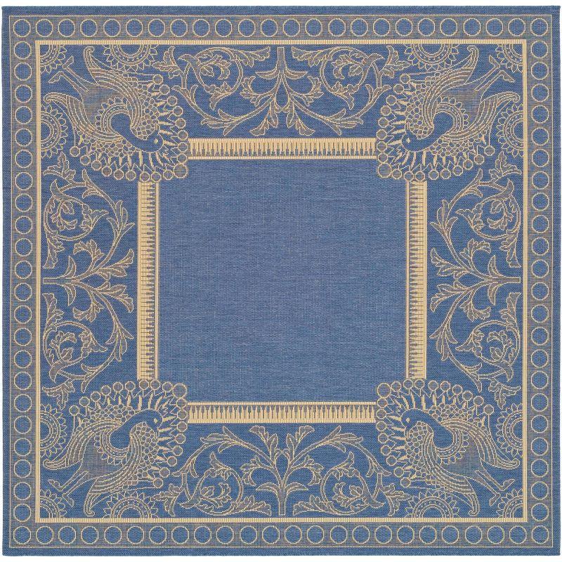 Courtyard CY2965 Power Loomed Indoor/Outdoor Area Rug - Blue/Natural - 7'1x7'1 - Safavieh.