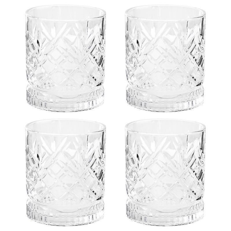 Gibson Home 4 Piece 13 Ounce Diamond Embossed Double Old Fashioned Glassware Set