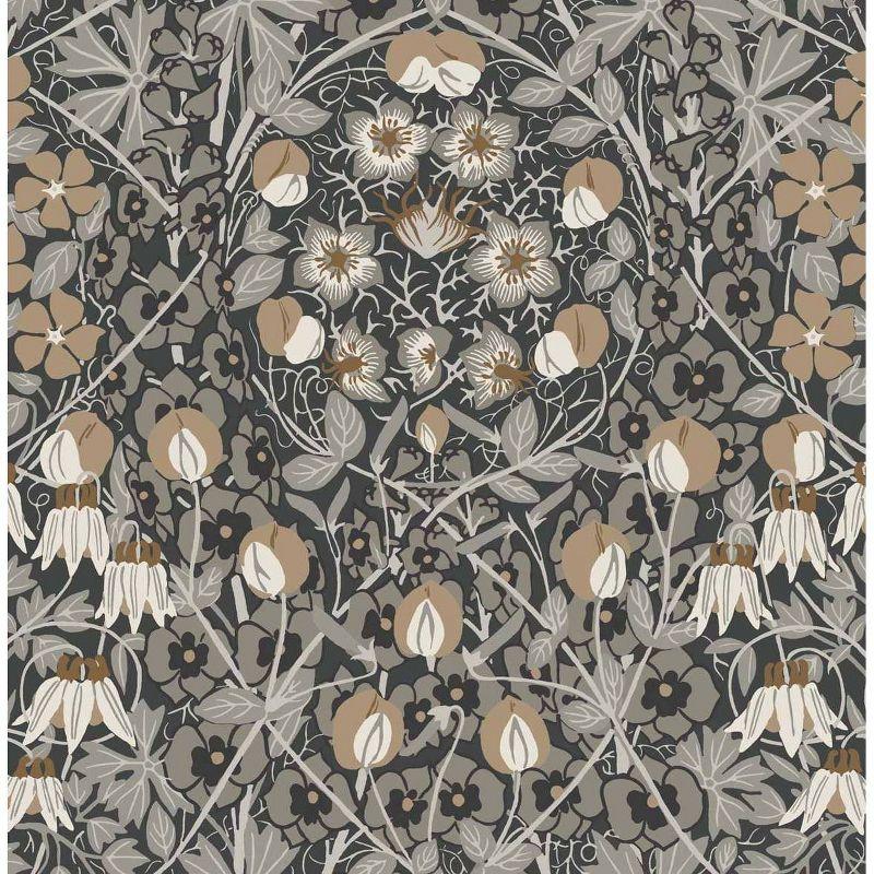 Wrought Iron and Chamois Floral Peel and Stick Wallpaper