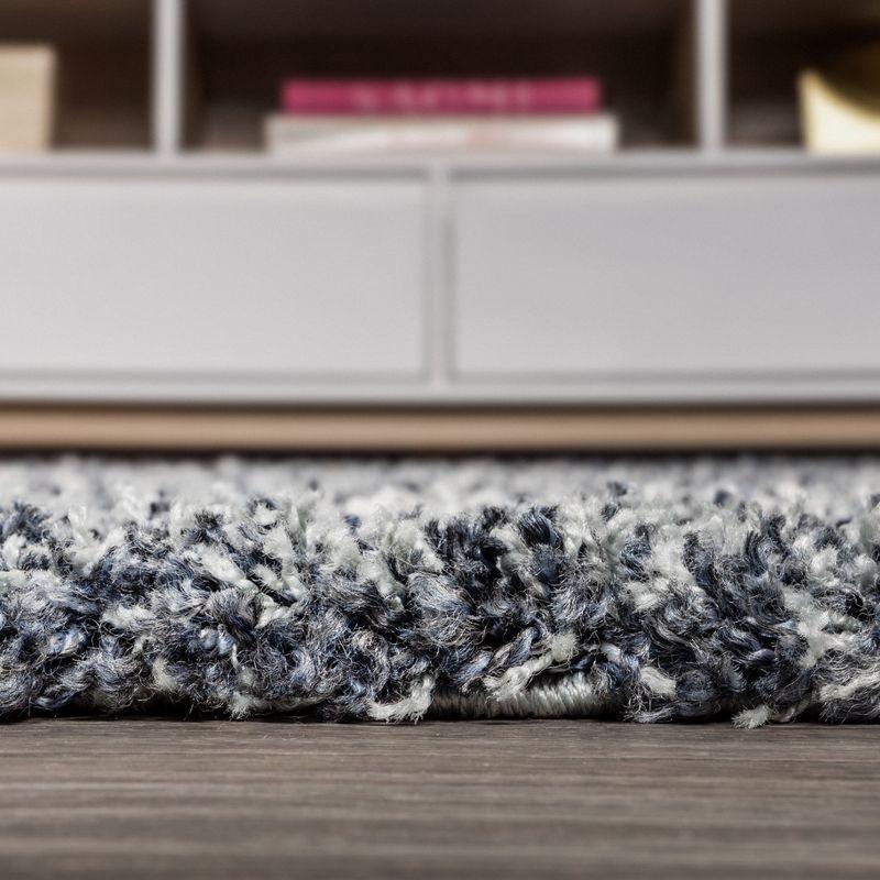 3'x5' Mercer Shag Plush Tassel Moroccan Geometric Trellis Area Rug, Denim/Cream - JONATHAN Y