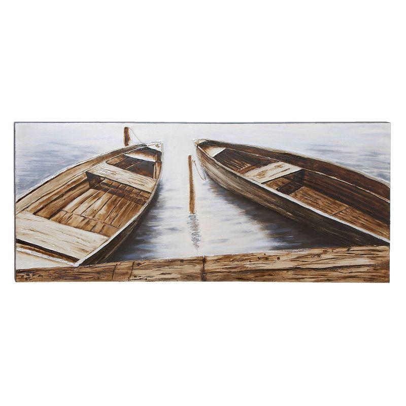 Large Brown and Blue Nautical Canvas Wall Art