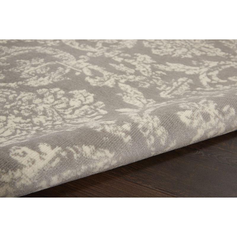 Nourison Jubilant 5'3" x 7'3" (5' x 7') Grey Area Rug Farmhouse Vintage Damask by Nourison