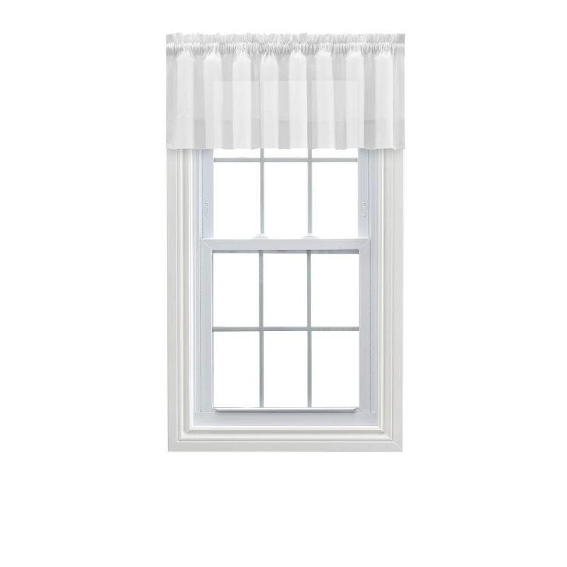 White Shadow Stripe Rod Pocket Tailored Valance 82" x 12"