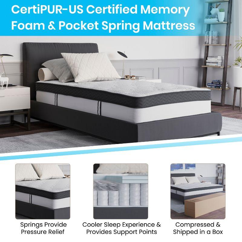 Merrick Lane Hulen 12 Inch Hybrid Pocket Spring & CertiPUR-US Certified Memory Foam Mattress