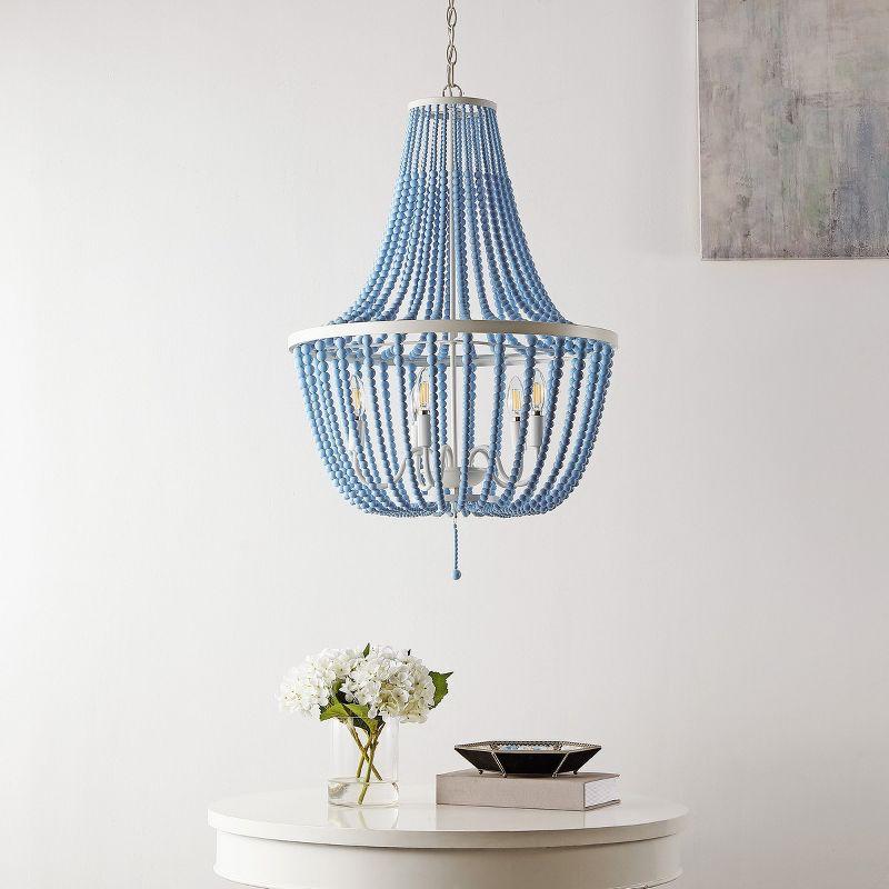 Elanie Cascading Blue Bead & White Metal LED Pendant Light