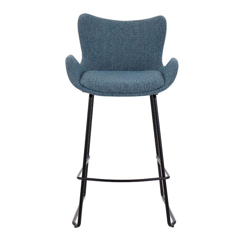 Set of 2 Tara Counter Height Barstools Black/Blue - LumiSource: Modern Upholstered, Metal Base, 250lb Capacity