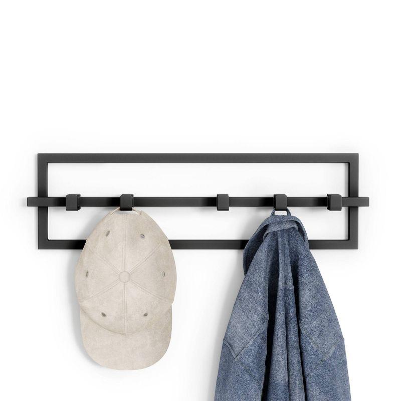 Black Steel Wall Hook with Movable Hooks