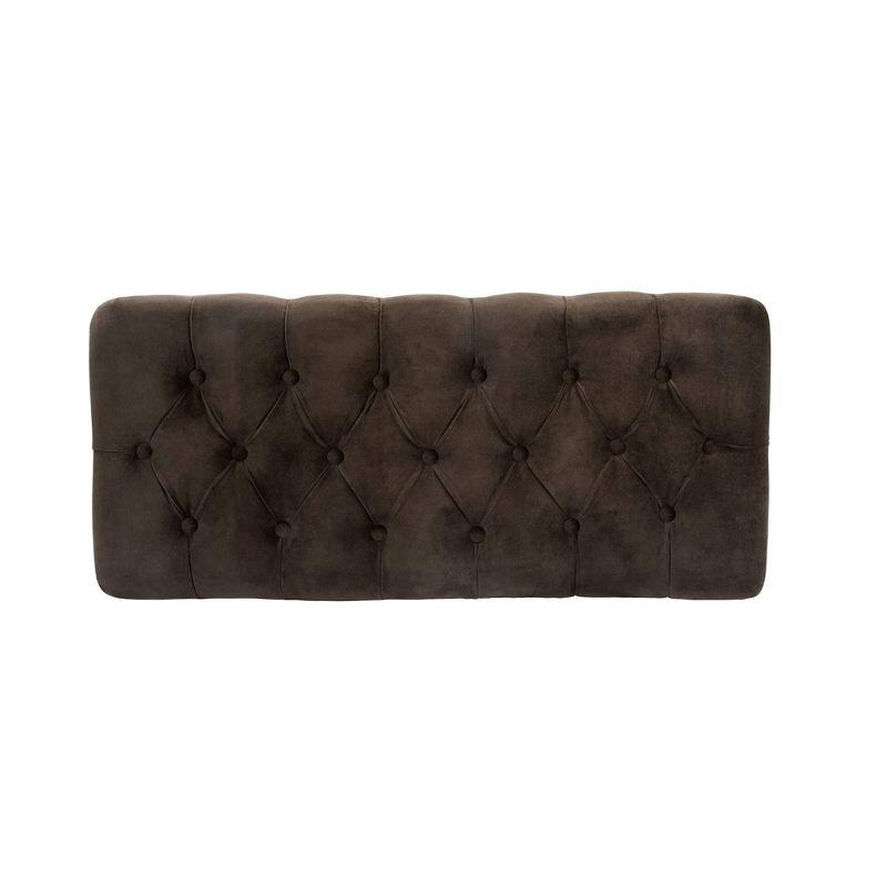 Button Tufted Storage Bench with Cone Wood Legs - HomePop