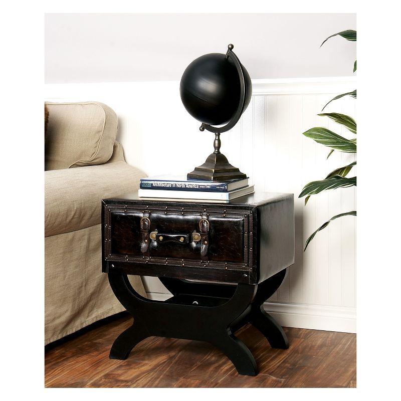 Olivia & May Faux Leather Trunk End Table Brown: Vintage-Inspired Storage, Metal Accents, Indoor Use