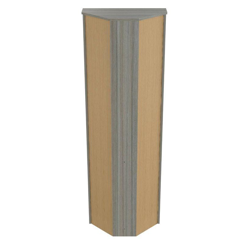 70.02" Corner Bookshelf Gray - Inval: Modern Smoke Oak, 3 Shelves, Double Door Storage