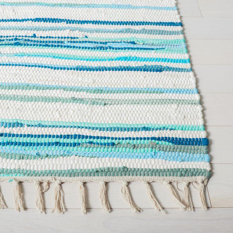 Rag Rug RAR126 Hand Woven Indoor Area Rug - 9'x12' - Ivory/Green - Safavieh