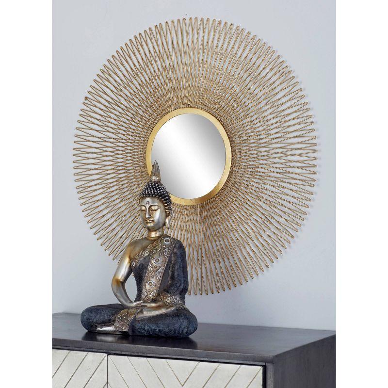 Metal Sunburst Round Wall Decor with Mirror Accent Set of 3 Gold - Olivia & May