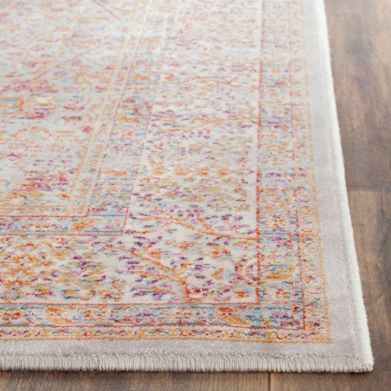 Ivory and Silver Rectangular Viscose Area Rug