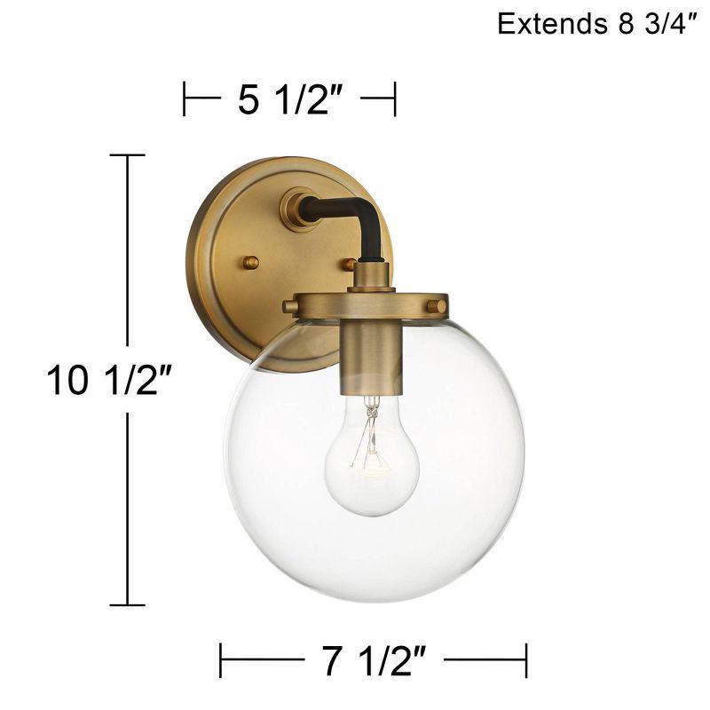 Possini Euro Design Fairling Modern Wall Light Sconce Gold Hardwire 7 1/2" Fixture Clear Glass Globe Shade for Bedroom Bathroom Vanity Reading Hallway