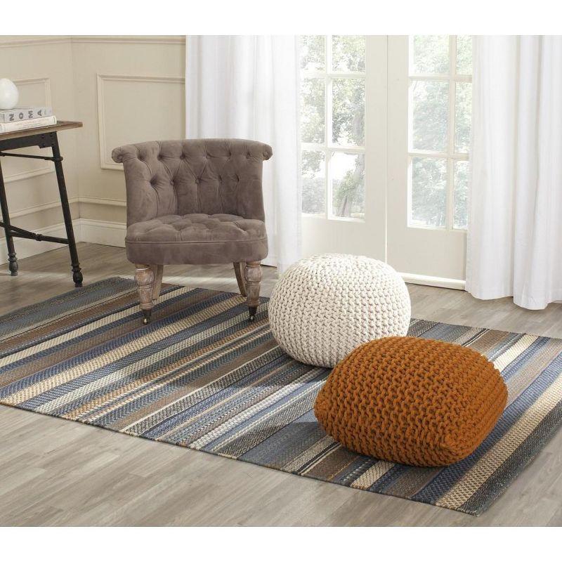 Handmade Blue Stripe Wool 6' x 9' Flat Woven Rug