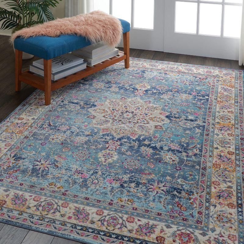 Nourison Vintage Kashan VKA01 Blue/Ivory/Orange Indoor Area Rug - 4' x 6'