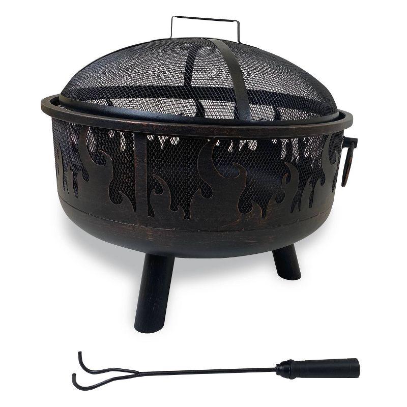 Wood Burning Outdoor Fire Pit with Flames - Black - Endless Summer: Steel Frame, Flame Retardant, 23" Height