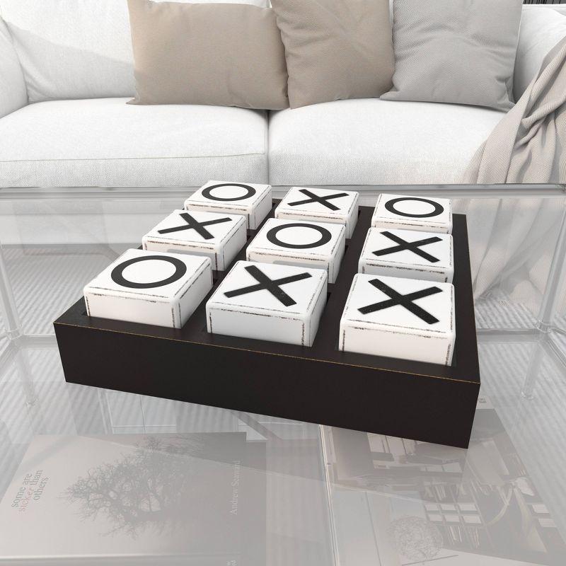 14" Contemporary Wooden Tic Tac Toe Sculpture Black - Olivia & May: MDF Tabletop Game Set