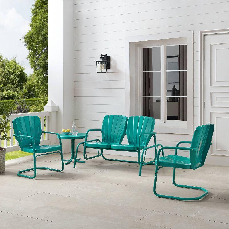 Ridgeland Turquoise Gloss 4-Piece Outdoor Metal Conversation Set