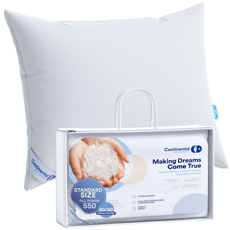 Standard White Goose Down and Feather Blend Firm Sleep Pillow Set