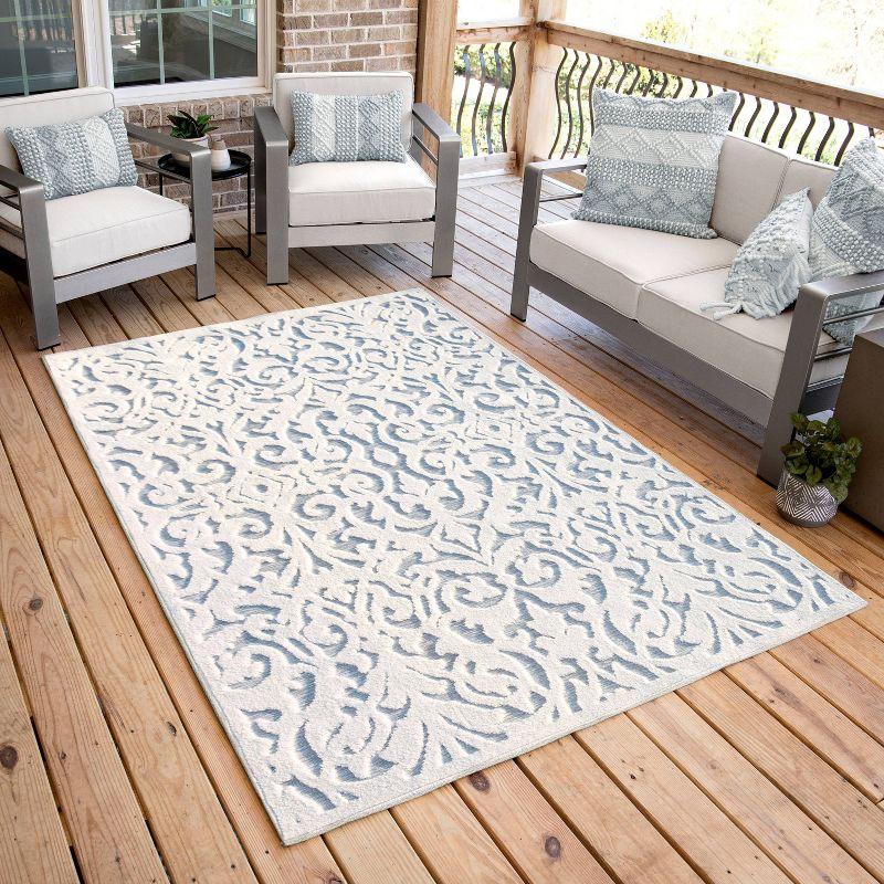 My Texas House Ladybird Natural Blue High Low Indoor Outdoor Rug