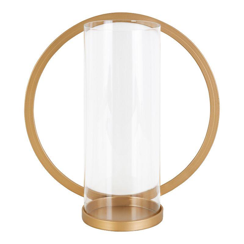 Khauli 12.25'' Gold Round Metal Wall Sconce with Glass Cylinder