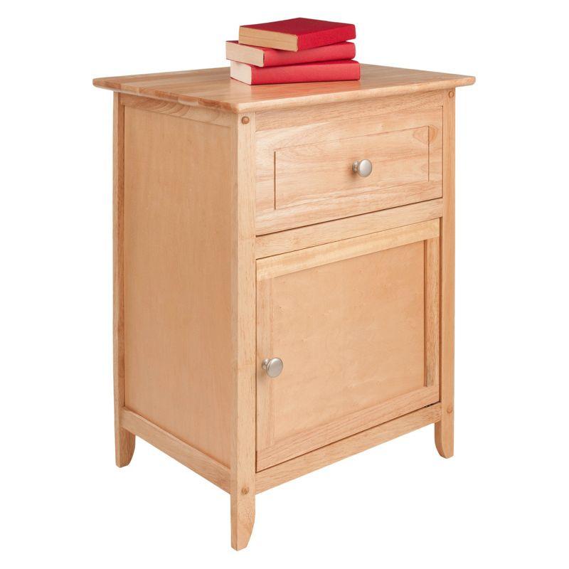 Winsome Eugene Nightstand Natural: Wood Composite Bedside Table with Cabinet Door & Drawer