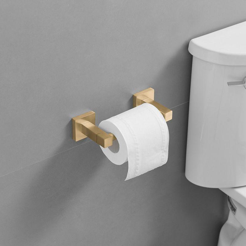 BWE Wall Mounted Toilet Paper Holder Double Post Pivoting Square Tissue Holders Roll Hangers Stand