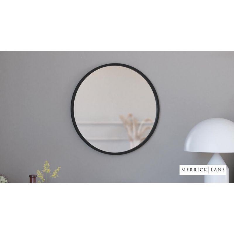 Merrick Lane 30" Round Accent Wall Mirror in Black with Metal Frame for Bathroom, Vanity, Entryway, Dining Room, & Living Room