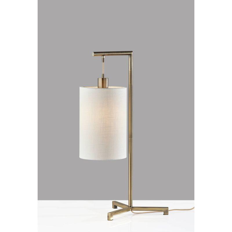 Adesso Reggie Table Lamp Antique Brass : Modern Metal Body, Polyester Drum Shade, UL Listed, 60W