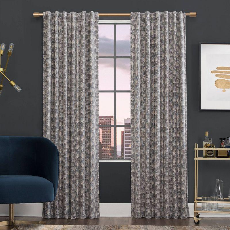 Montauk Art Deco 100% Blackout Back Tab Curtain Panel - Scott Living