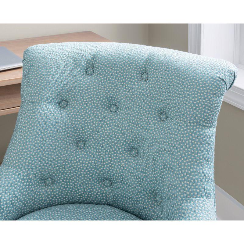 Plush Light Blue Fabric Swivel Office Chair with Gray Wash Wood Base