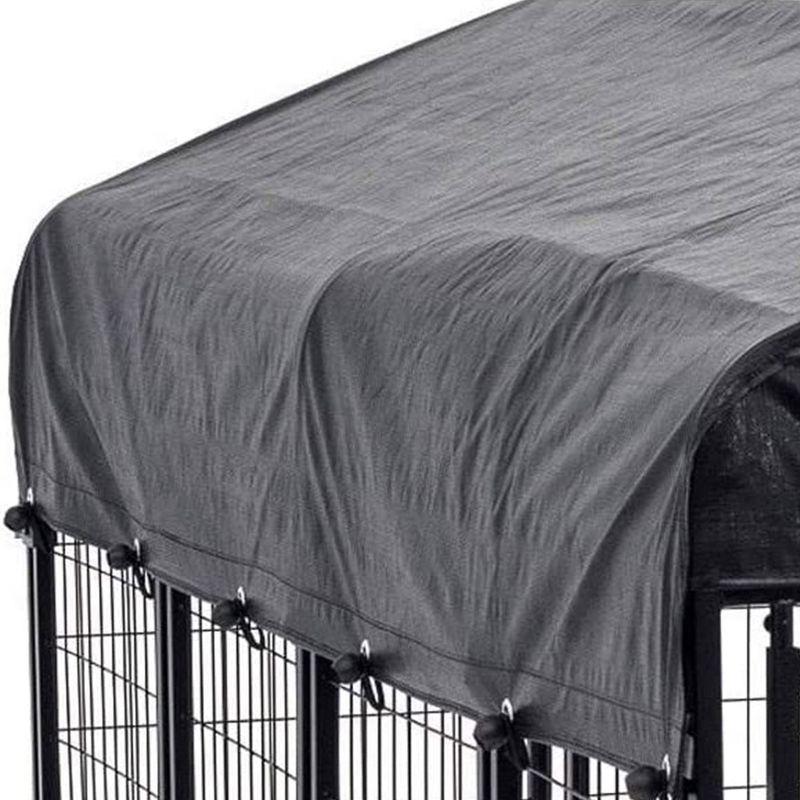 Lucky Dog 8ft x 4ft x 6ft Large Outdoor Dog Kennel Playpen Crate with Heavy Duty Welded Wire Frame and Waterproof Canopy Cover, Black (2 Pack)