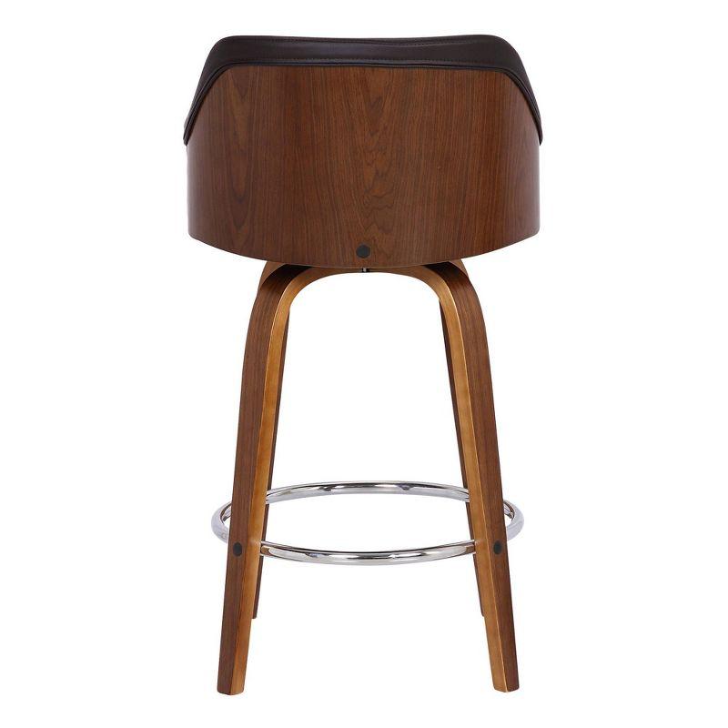 Alec 26" Walnut Brown Swivel Counter Stool with Chrome Footrest