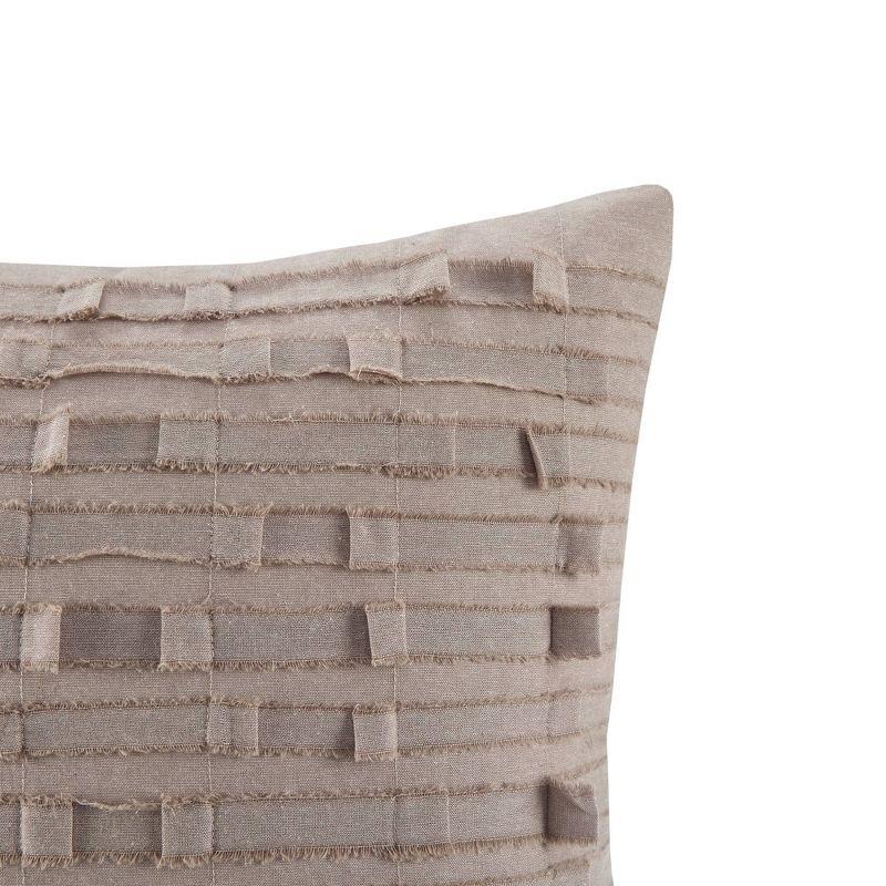 Taupe Jacquard Cotton Square Throw Pillow with Zipper Closure