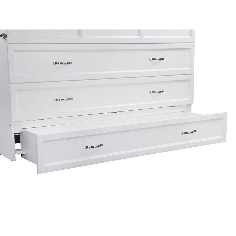 Queen Deerfield Murphy Bed Chest with Charging Station White - AFI: Space-Saving, Fold-Out Mattress, Elegant Design
