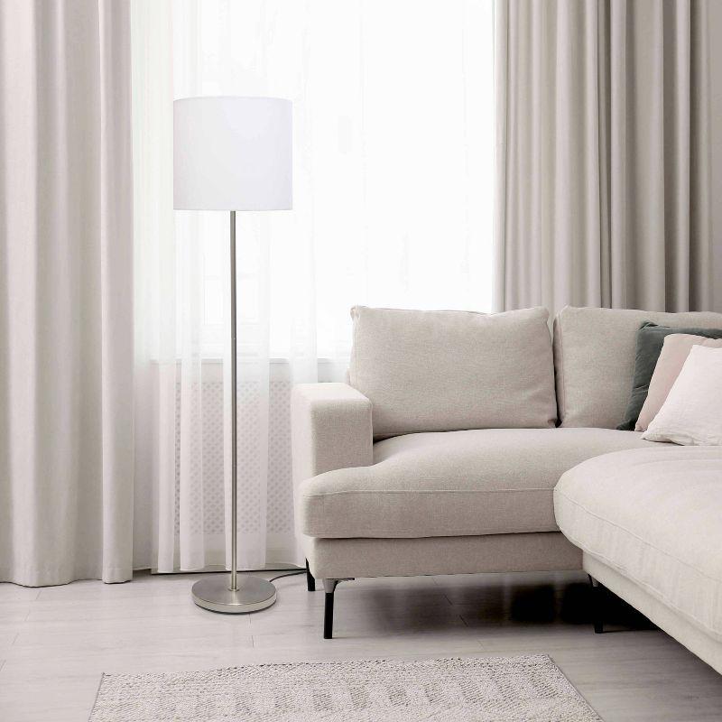 Drum Shade Floor Lamp White - Simple Designs: Brushed Nickel, Modern Style, ETL Listed