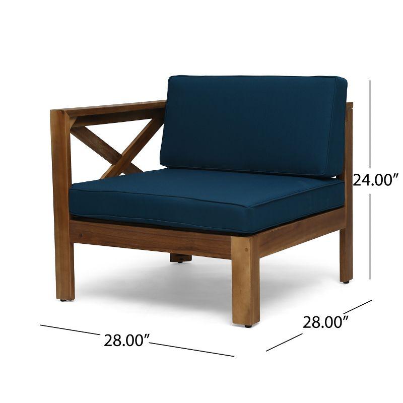 Alcove 5pc Acacia Wood Sofa Set Teak/Dark Teal - Christopher Knight Home: Weather-Resistant Outdoor Seating
