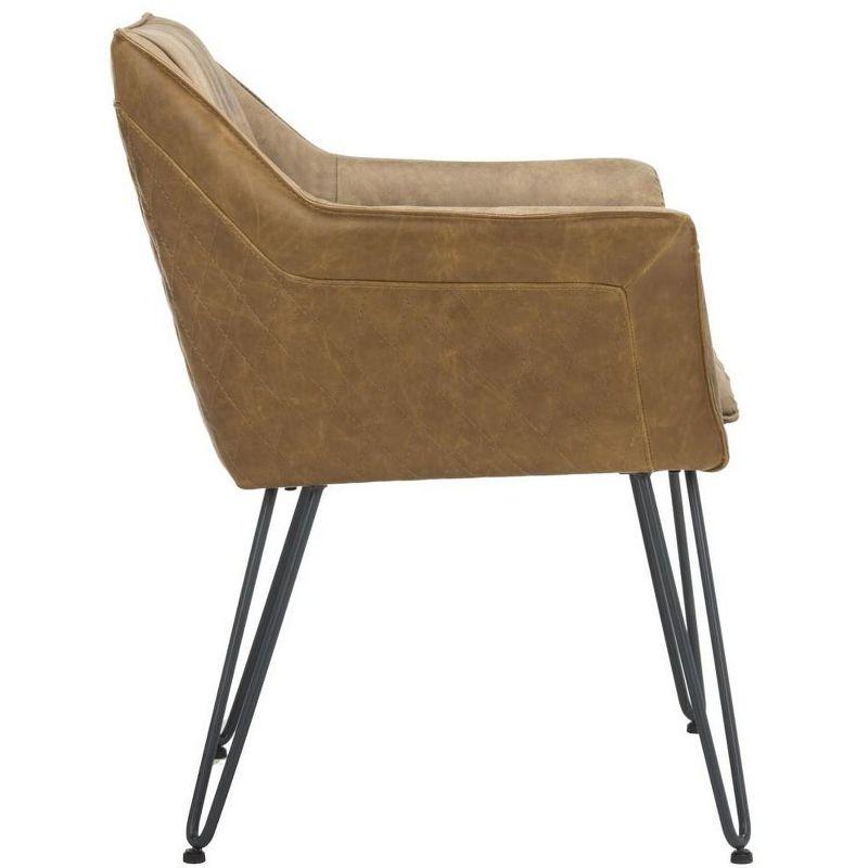 Light Brown Faux Leather Upholstered Armchair with Metal Legs