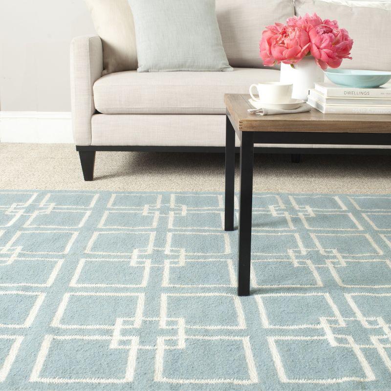 Martha Stewart Flat Weave Wool/Silk/Cotton Geometric Rug in Geyser Blue
